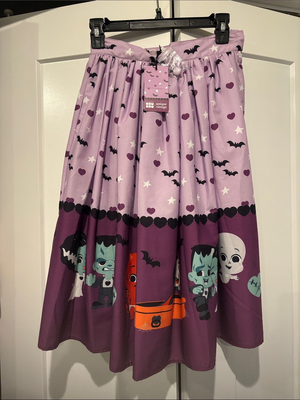 Universal Kou Kou x Unique Vintage Lavender Halloween Print Circle Skirt